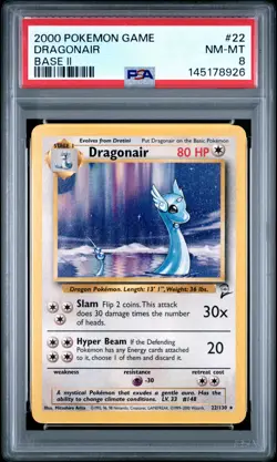 2000 POKEMON BASE SET 2 #22 DRAGONAIR PSA 8 - Image 1