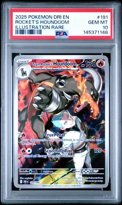 2025 POKEMON DESTINED RIVALS ILLUSTRATION RARE TEAM ROCKET'S HOUNDOOM PSA 10 - Image 1