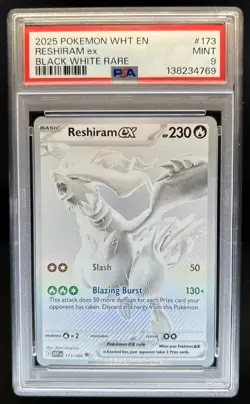 2025 Pokemon White Flare Reshiram ex Black and Rare #173/086 PSA 9 - Image 1