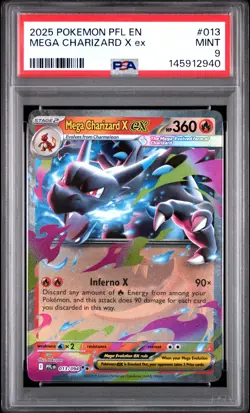 2025 POKEMON PFL EN-PHANTASMAL FLAMES #013 MEGA CHARIZARD X EX PSA 9 - Image 1