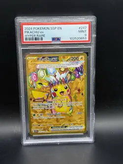 2024 Pokemon Surging Sparks Pikachu Hyper Rare Psa 9 - Image 1
