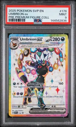 2025 POKEMON PRISMATIC EVOLUTIONS PREMIUM FIGURE COLLECTION UMBREON EX PSA 9 - Image 1