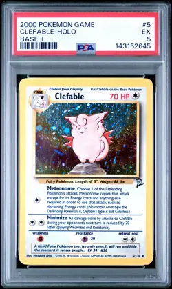 2000 POKEMON BASE SET 2 #5 CLEFABLE-HOLO PSA 5 - Image 1