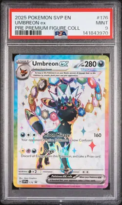 2025 POKEMON PRISMATIC EVOLUTIONS PREMIUM FIGURE COLLECTION UMBREON EX PSA 9 - Image 1