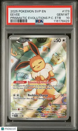 2025 Pokemon SV Black Star Promo Eevee #173 Prismatic Evolutions PC ETB PSA 10 - Image 1
