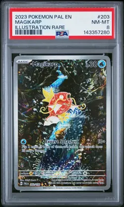 2023 POKEMON PAL EN-PALDEA EVOLVED ILLUSTRATION RARE #203 MAGIKARP PSA 8 - Image 1