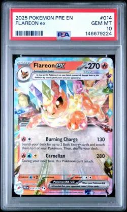 2025 POKEMON PRE EN-PRISMATIC EVOLUTIONS #014 FLAREON EX PSA 10 - Image 1