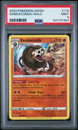2020 POKEMON SWORD & SHIELD #110 SANDACONDA-HOLO PSA 9 - Image 1
