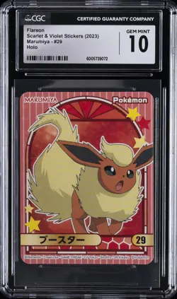 2023 MARUMIYA POKEMON STICKERS #29 FLAREON CGC 10 GEM MINT - Image 1