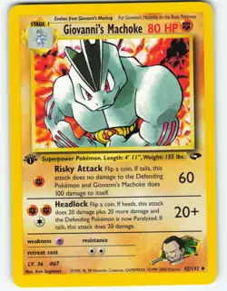 Giovanni's Machoke - 1st Edition - 42/132 Gym Challenge - Pokemon TCG - 2000 - Image 1