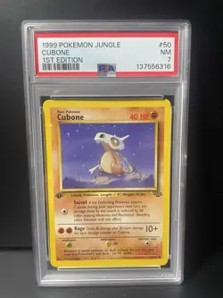 Pokemon 1999 Jungle Cubone 1st Edition PSA 7 #50/64 Regular English TCG - Image 1