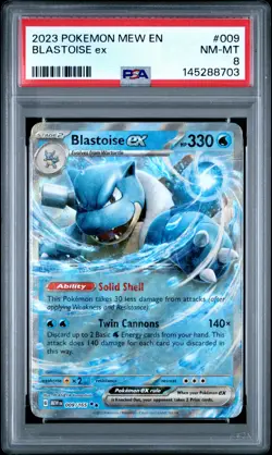 2023 POKEMON MEW EN-151 #009 BLASTOISE EX PSA 8 - Image 1