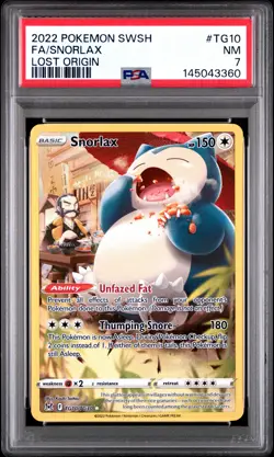 2022 POKEMON SWORD & SHIELD LOST ORIGIN #TG10 FULL ART/SNORLAX PSA 7 - Image 1