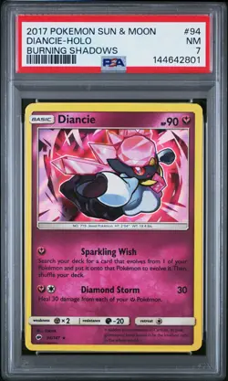 2017 POKEMON SUN & MOON BURNING SHADOWS #94 DIANCIE-HOLO PSA 7 - Image 1