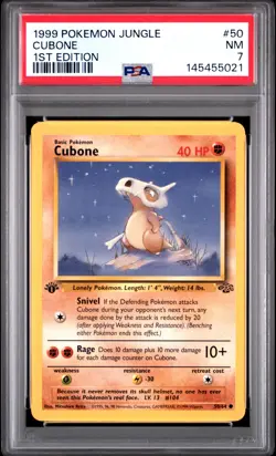 1999 POKEMON JUNGLE 1ST EDITION #50 CUBONE PSA 7 - Image 1