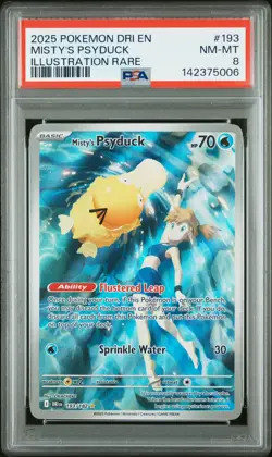 2025 POKEMON DRI EN-DESTINED RIVALS ILLUSTRATION RARE #193 MISTY'S PSYDUCK PSA 8 - Image 1