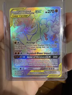 Pokemon Marshadow & Machamp GX SM-Unbroken Bonds Secret Rare 221/214 Holo Card - Image 1