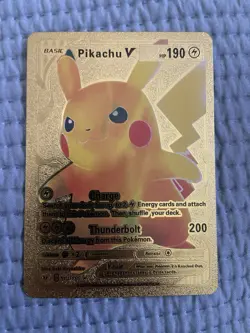 Pikachu V Gold Foil Textured Card Fan Art - Pokemon - Image 1
