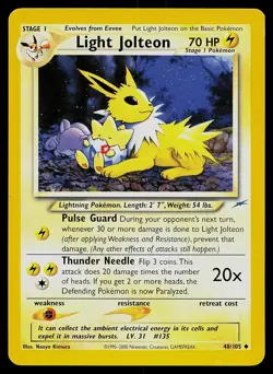 Pokemon Neo Destiny 48/105 Light Jolteon Pokemon Card - Image 1