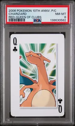 2006 POKEMON CENTER 10TH ANV PLAYING CARDS RED DECK CHARIZARD PSA 8 - Image 1