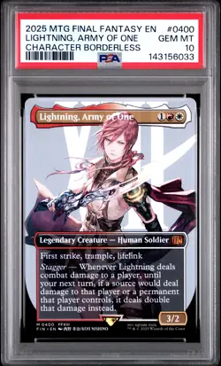 2025 MTG FINAL FANTASY CHARACTER BORDERLESS #0400 LIGHTNING ARMY OF ONE PSA 10 - Image 1