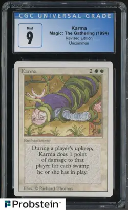 1994 MTG Magic The Gathering Revised Edition Karma CGC 9 MINT - Image 1