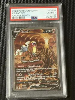 2023 Pokemon SWSH FA/Entei V Crown Zenith Galarian Gallery #GG36 PSA 10 GEM MINT - Image 1