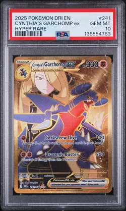 2025 POKEMON DRI EN-DESTINED RIVALS HYPER RARE #241 CYNTHIA'S GARCHOMP EX PSA 10 - Image 1