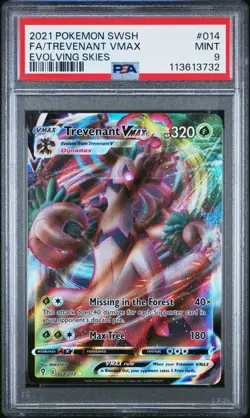 2021 POKEMON SWORD & SHIELD EVOLVING SKIES 014 FULL ART/TREVENANT VMAX PSA 9 - Image 1