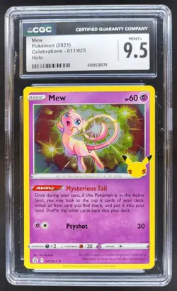 2021 Pokemon Sword & Shield Celebrations Mew #011/025 Holo CGC 9.5 TL3 - Image 1