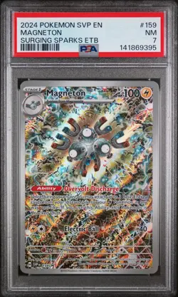 2024 POKEMON SVP SURGING SPARKS ELITE TRAINER BOX #159 MAGNETON PSA 7 - Image 1