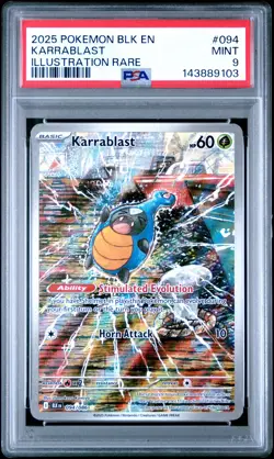 2025 POKEMON BLK EN-BLACK BOLT ILLUSTRATION RARE #094 KARRABLAST PSA 9 - Image 1