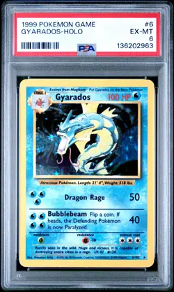 1999 POKEMON BASE SET UNLIMITED #6 GYARADOS-HOLO PSA 6 - Image 1