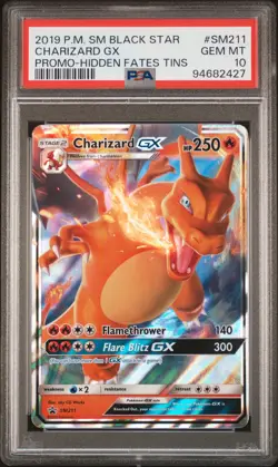 2019 POKEMON SM BLACK STAR PROMO HIDDEN FATES TINS #SM211 CHARIZARD GX PSA 10 - Image 1