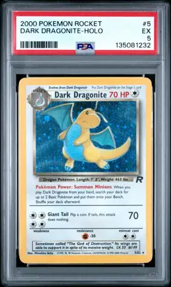 2000 POKEMON ROCKET #5 DARK DRAGONITE-HOLO PSA 5 - Image 1