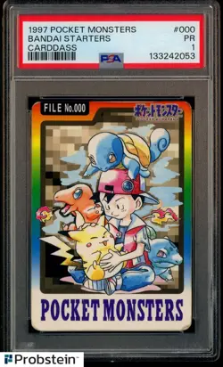 1997 Pocket Monsters Pokemon Carddass #000 Bandai Starters PSA 1 PR - Image 1