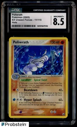 2005 Pokemon Ex Unseen Forces #11/115 Poliwrath Holo CGC 8.5 NM-MT+ - Image 1