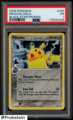 2006 Pokemon Black Star Promos #035 Pikachu Holo PSA 1 PR - Image 1