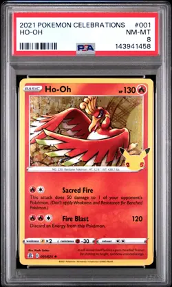 2021 POKEMON CELEBRATIONS #001 HO-OH PSA 8 - Image 1