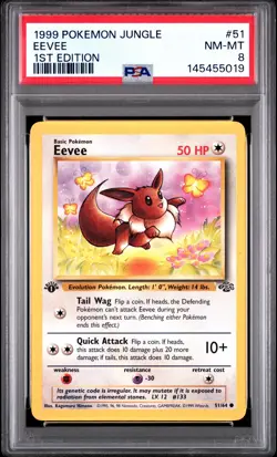 1999 POKEMON JUNGLE 1ST EDITION #51 EEVEE PSA 8 - Image 1