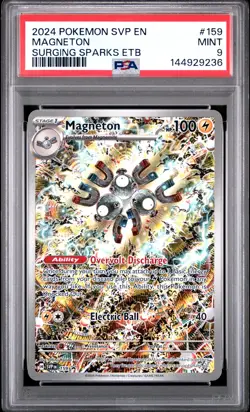 2024 POKEMON SVP SURGING SPARKS ELITE TRAINER BOX PROMO #159 MAGNETON PSA 9 - Image 1