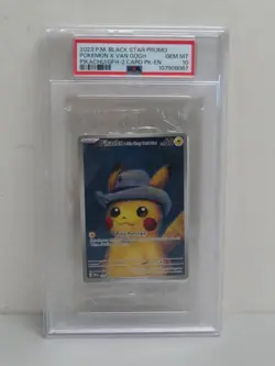 2023 Pokemon Black Star Promo X Van Gogh Pikachu Grey Felt Hat #085 PSA 10 (67) - Image 1