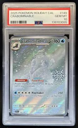 2025 Pokemon Holiday Calendar Crabominable Illustration Rare FA #149/142 PSA 10 - Image 1