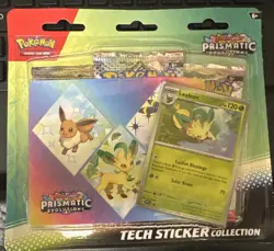Pokemon TCG: Prismatic Evolutions 3-Pack Blister Tech Sticker Collection Leafeon - Image 1