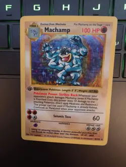 Pokemon TCG - Machamp - 8/102 - Base Set - Shadowless 1st Edition Holo Rare - LP - Image 4