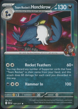 Team Rocket's Honchkrow 127/217 Holo Rare Ascended Heroes Pokemon TCG - Image 1