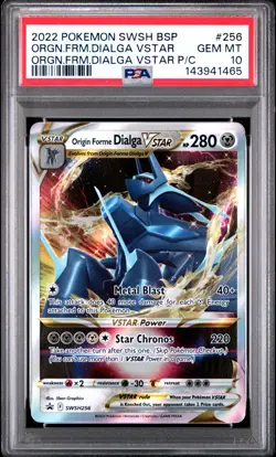 2022 POKEMON SWSH PREMIUM COLLECTION PROMO #256 ORIGIN FORME DIALGA VSTAR PSA 10 - Image 1