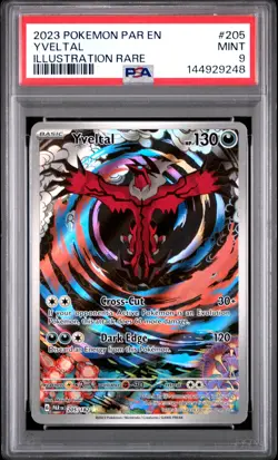 2023 POKEMON PAR EN-PARADOX RIFT ILLUSTRATION RARE #205 YVELTAL PSA 9 - Image 1