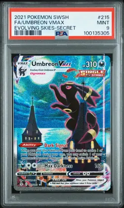 2021 POKEMON SWORD & SHIELD EVOLVING SKIES SECRET FULL ART/UMBREON VMAX PSA 9 - Image 1