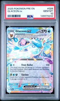 2025 POKEMON PRE EN-PRISMATIC EVOLUTIONS #026 GLACEON EX PSA 10 - Image 1